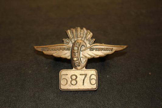 1957 Indianapolis 500 Bronze Pit Badge #5876 - Vintage Indy Sports