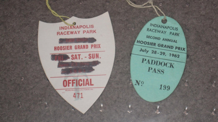 1961 & 1962 HOOSIER GRAND PRIX IRP PADDOCK PASSES - Vintage Indy Sports