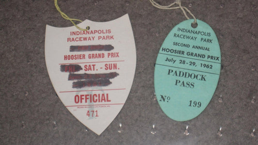 1961 & 1962 HOOSIER GRAND PRIX IRP PADDOCK PASSES - Vintage Indy Sports