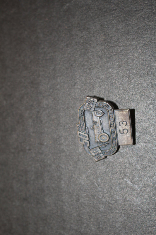 1961 Indy 500 Silver Pit Badge  #53, 50th Anniversary - Vintage Indy Sports