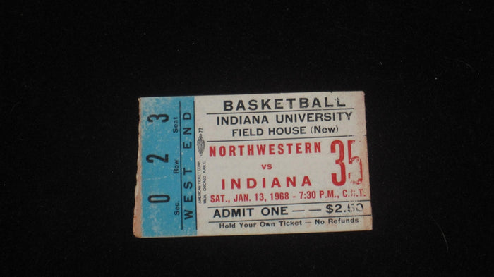 1968 NORTHWESTERN VS INDIANA BASKETBALL TICKET STUB - Vintage Indy Sports