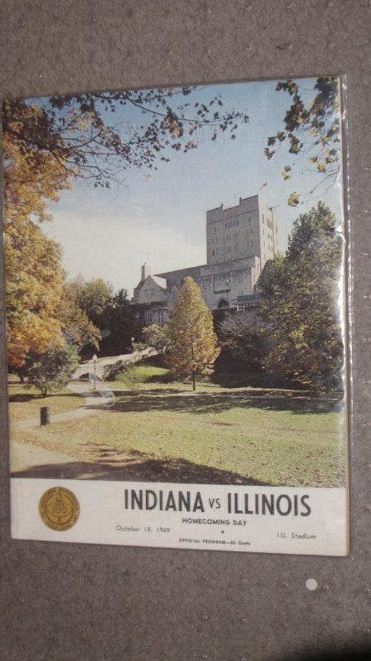 1969 INDIANA UNIVERSITY VS ILLINOIS FOOTBALL PROGRAM - Vintage Indy Sports