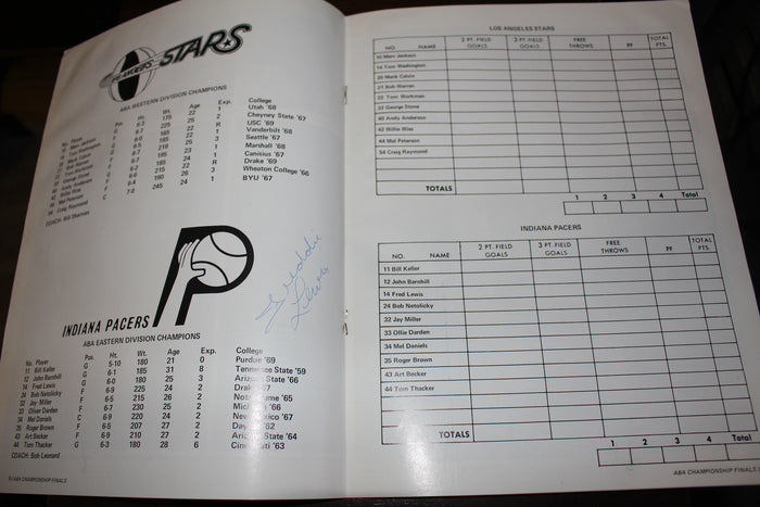 1970 ABA Championship Finals Program, Indiana Pacers vs LA Stars - Vintage Indy Sports