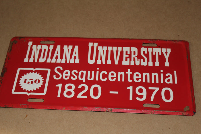 1970 Indiana University Sesquintennial License Plate - Vintage Indy Sports