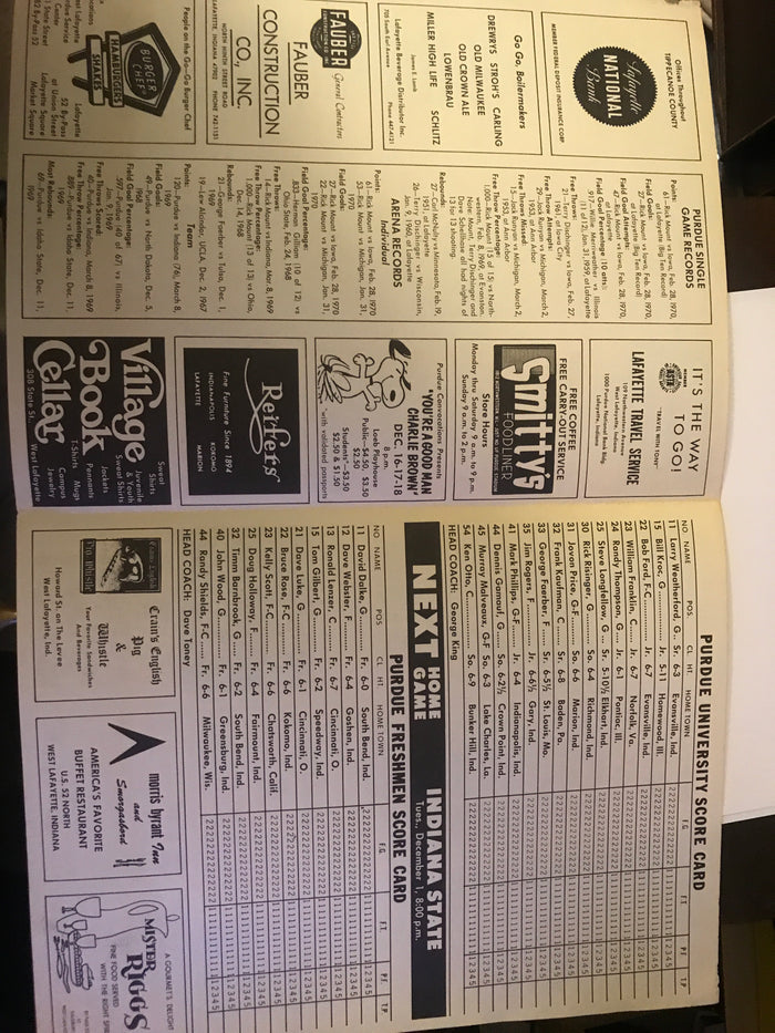 1970 Purdue Basketball vs Freshman Basketball Program - Vintage Indy Sports