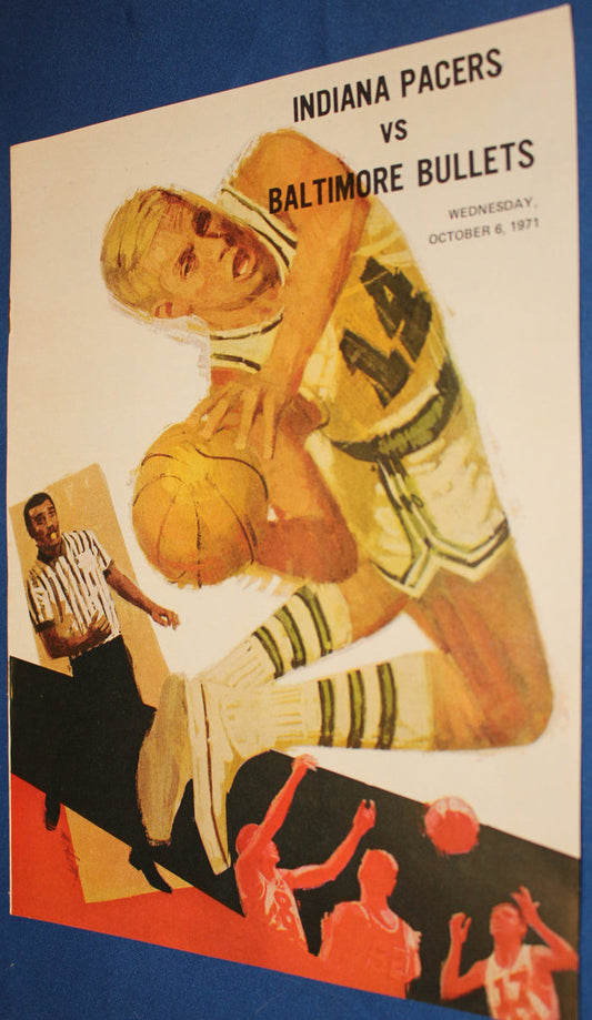 1971 Indiana Pacers vs Baltimore Bullets vs Indiana Pacers ABA vs NBA Program - Vintage Indy Sports