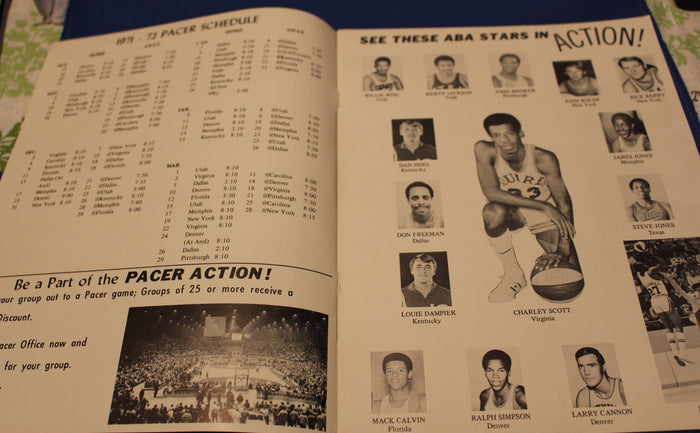1971 Indiana Pacers vs Baltimore Bullets vs Indiana Pacers ABA vs NBA Program - Vintage Indy Sports