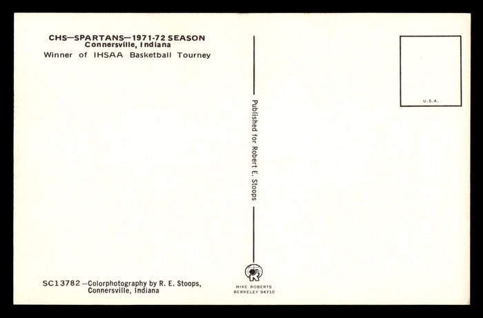 1972 Connersville, Indiana HS Basketball State Champions Postcard