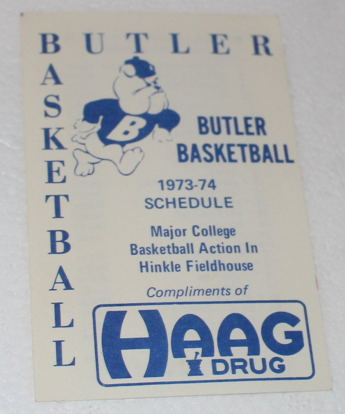 1973-74 Butler University Basketball Pocket Schedule