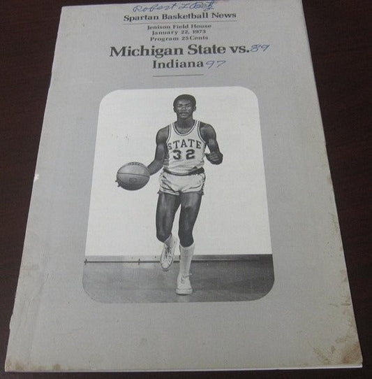 1973 Indiana vs Michigan State Basketball Program - Vintage Indy Sports