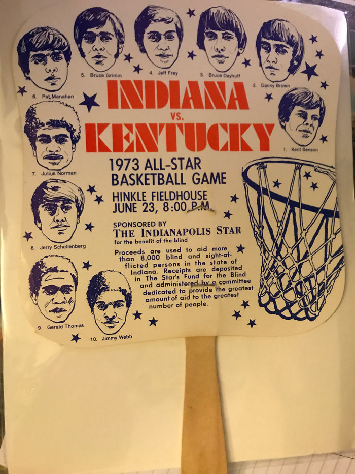 1973 Indiana vs Kentucky High School Basketball All Star Game Fan - Vintage Indy Sports