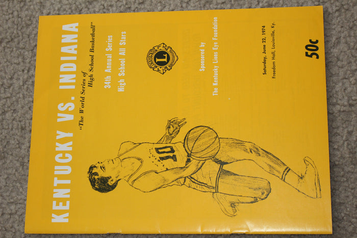 1974 Kentucky vs Indiana High School All Star Game Program, Larry Bird - Vintage Indy Sports