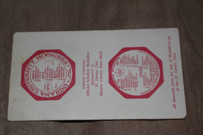 1975-76 Indiana University Basketball Schedule Coin