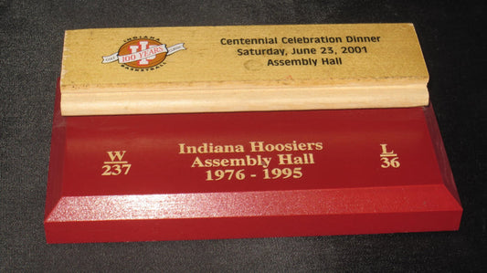 1976-95 Indiana University Basketball Floor Piece 2001 Centennial Celebration Dinner - Vintage Indy Sports