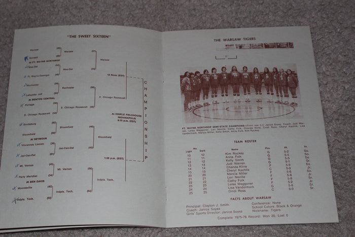 1976 Indiana Girls 1st Basketball State Championship Program, Judi Warren, Warsaw