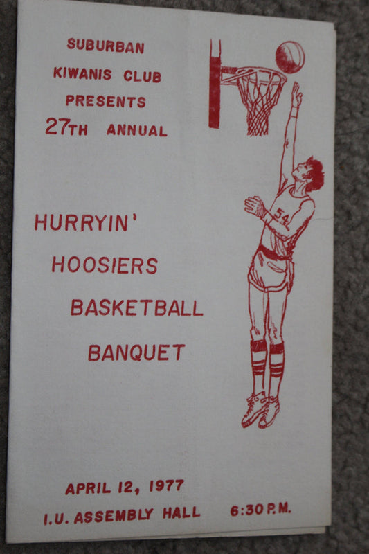 1977 Indiana University Basketball Banquet & Ticket - Vintage Indy Sports