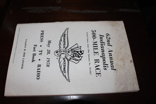 1978 Indy 500 Press Fact Book - Vintage Indy Sports