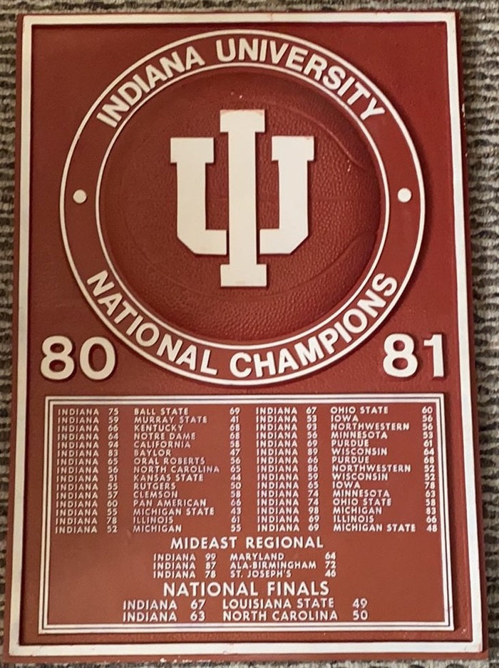 1981 Indiana University NCAA Basketball NCAA Champions Plaque - Vintage Indy Sports