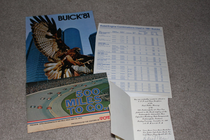 1981 Indy 500 Buick Regal Pace Car Press Kit