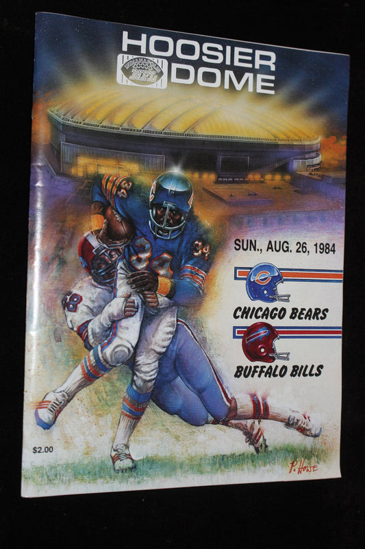 1984 Chicago Bears vs Buffalo Bills NFL Preseason program, Hoosier Dome, Walter Payton - Vintage Indy Sports