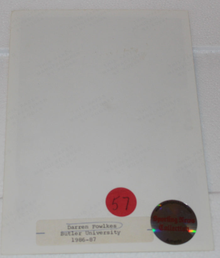 1986-87 Darren Fowlkes Butler University Basketball Sporting News Collection Photo