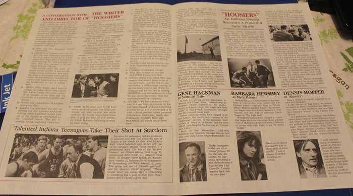 1986 Hoosiers Movie Premier Newspaper Insert & Ticket - Vintage Indy Sports
