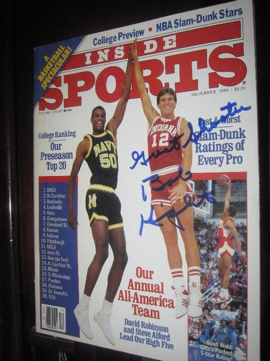 1986 Inside Sports Magazine, Steve Alford Cover, Signed and Inscribed by Coach Knight - Vintage Indy Sports