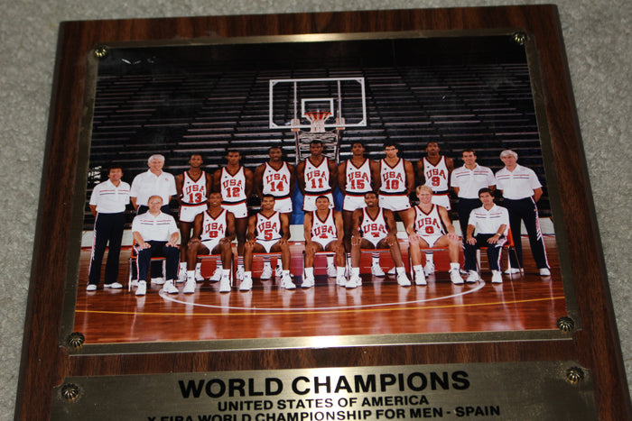 1986 X FIBA Basketball World Champions Photo Plaque Presented to Coach Knight