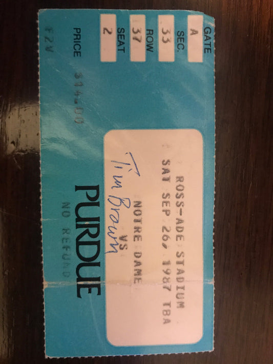 1987 Notre Dame vs Purdue Football Ticket Stub - Vintage Indy Sports
