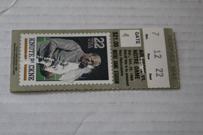 1988 Air Force vs Notre Dame Football Ticket Stub - Vintage Indy Sports