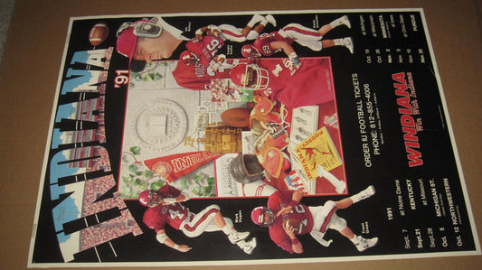 1991 Indiana University Football Schedule Poster 17x24 - Vintage Indy Sports