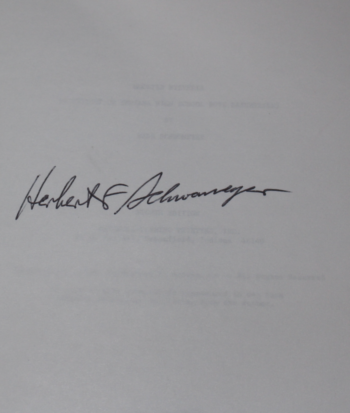 1993 Hoosier Hysteria Book Autographed by Herb Schwomeyer
