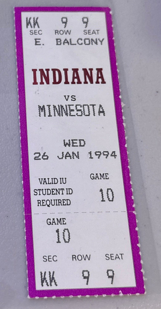 1994 Minnesota vs Indiana Basketball Ticket