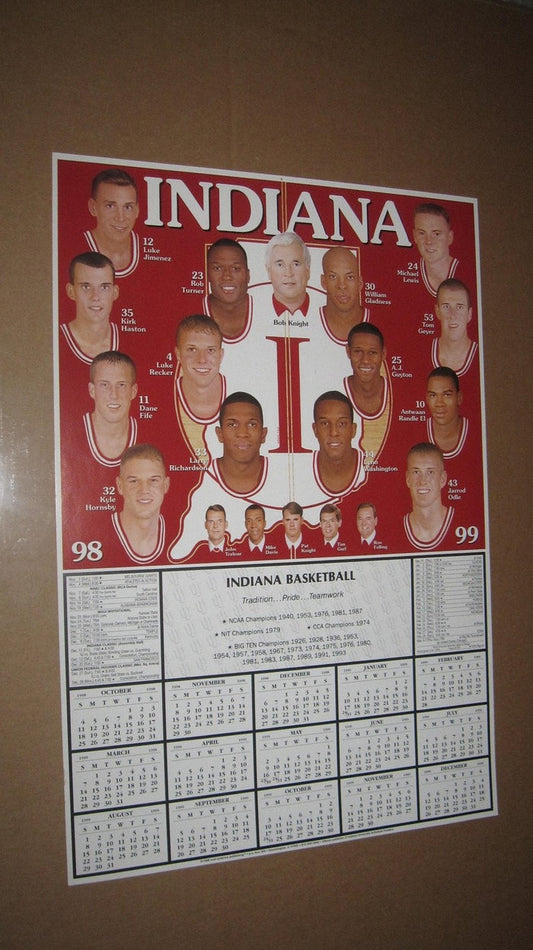 1998-99 Indiana University Basketball Schedule Poster, 11x17 - Vintage Indy Sports