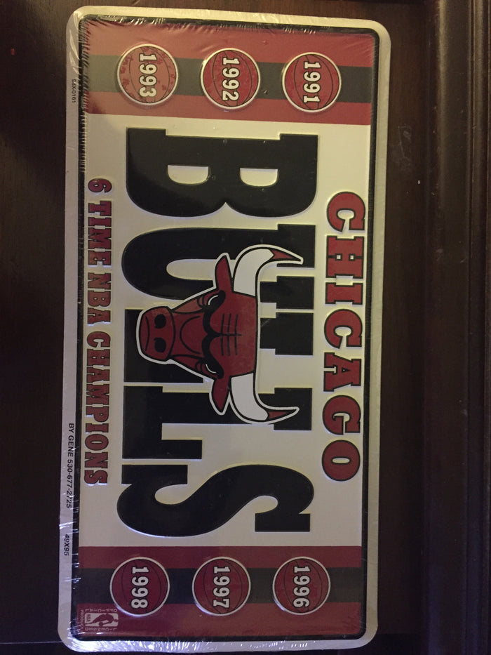 1998 Chicago Bulls 6 Time NBA Champs License Plate - Vintage Indy Sports