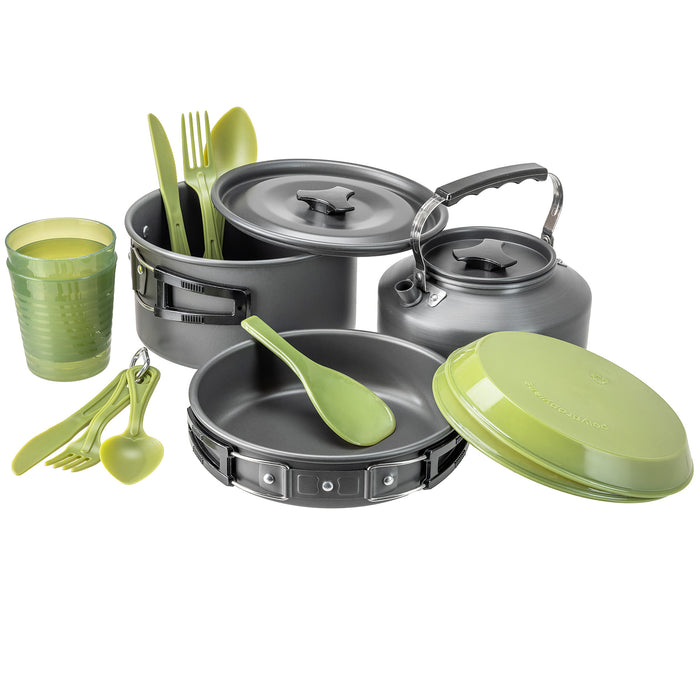 2 Person Camping Cooking Set with Kettle – 15pc