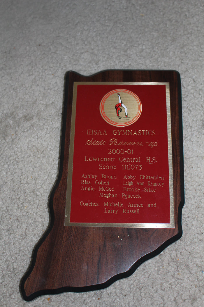 2000-01 Indiana High School Lawrence Central Gymnastics Runner Up Plaque