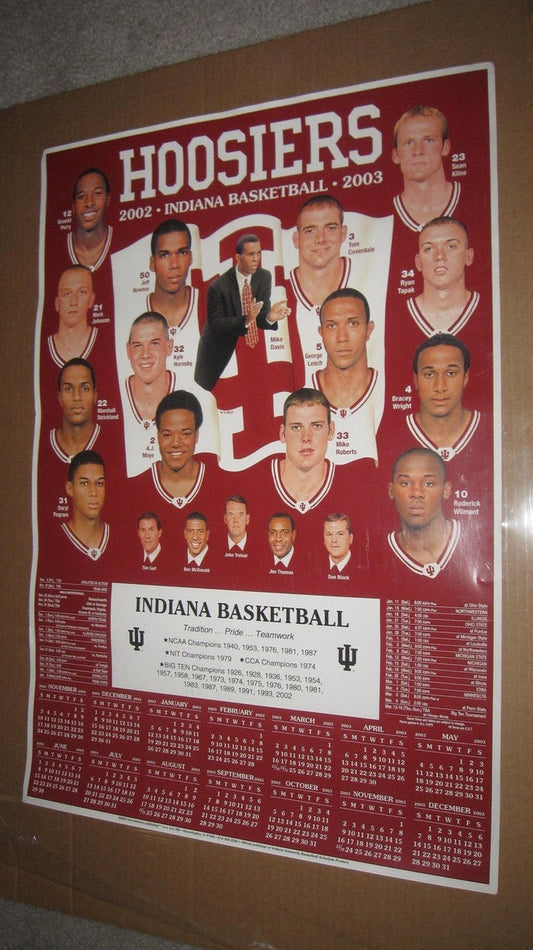 2002-03 Indiana University Basketball Schedule Poster 19x28 - Vintage Indy Sports