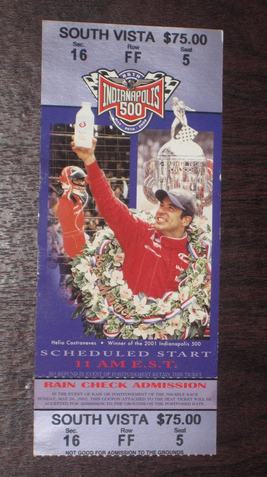 2002 Indianapolis 500 Ticket - Vintage Indy Sports