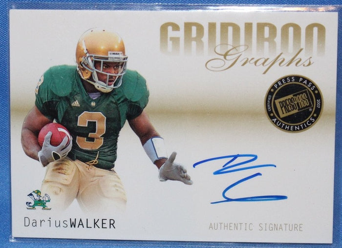 2007 Press Pass Gridiron Graphs Darius Walker Autograph Card #GG-DW - Vintage Indy Sports