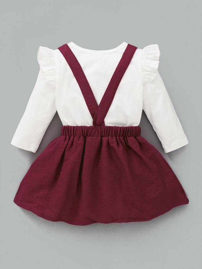3-24M Baby Girls Clothes Santa Christmas Trees Print Shirt Straps Suspender Skirts 2Pcs Outfits White Catpapa WL20081450
