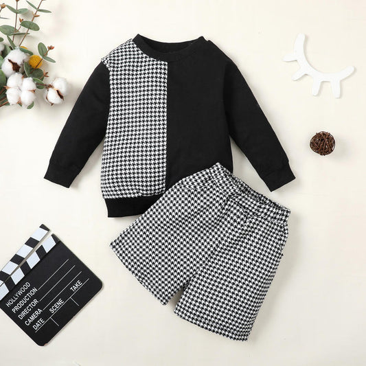 3-24M Kid Clothes Baby Girl Clothes Outfits Houndstooth Top&Short 2PCS Baby daliy wear Catpapa 200955