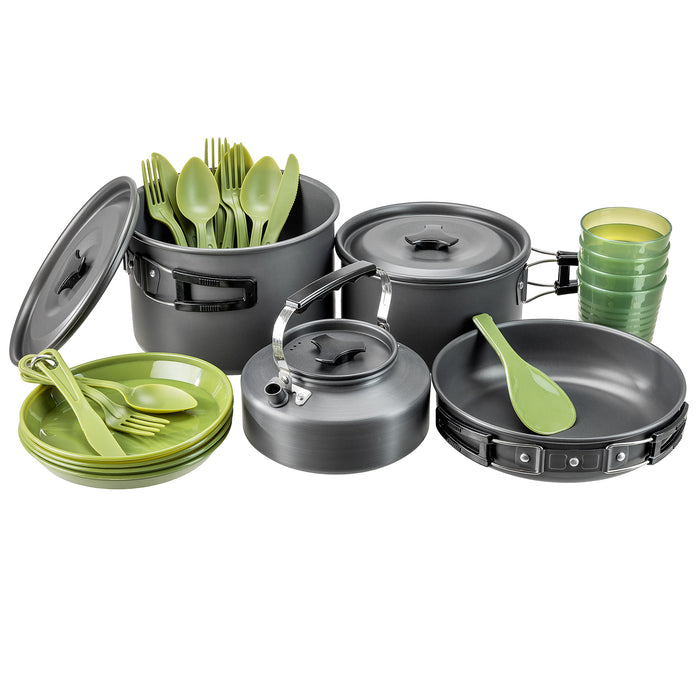 4 Person Camping Cook Set with Kettle – 27pc