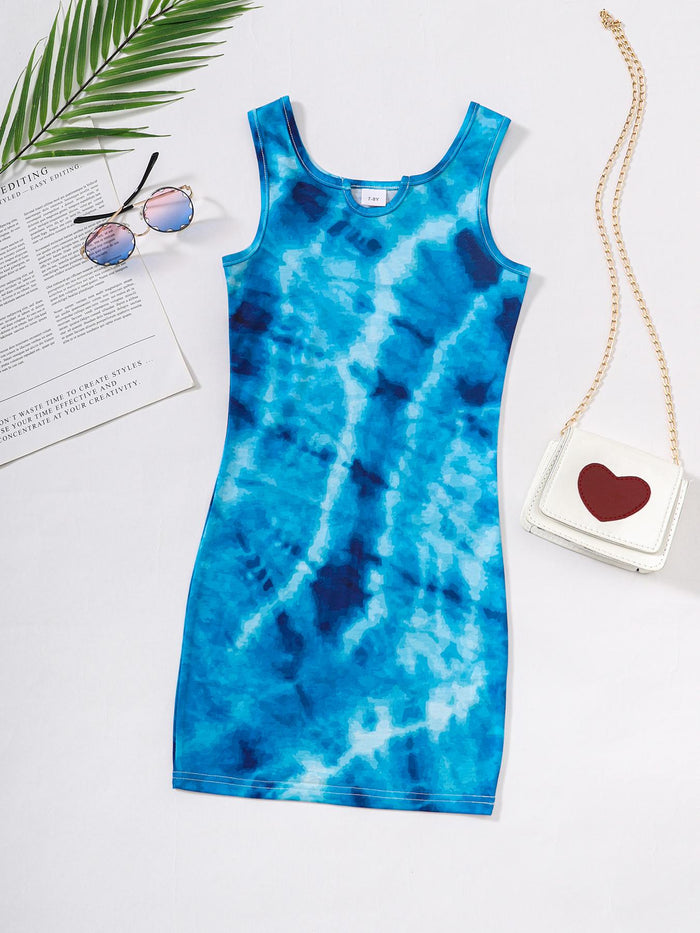 5-14Y Ready Stock Kids Girls Dress Tie-dye Sleeveless Summer Leisure Dress One Piece Casual Dress Catpapa 462306003