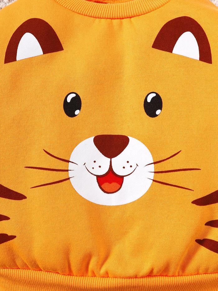 6M-3Y kid fashion Boys Outfits Cat Long Sleeve Winter Tops Elastic Pants 2Pcs Clothes Set Yellow Catpapa GS112208456