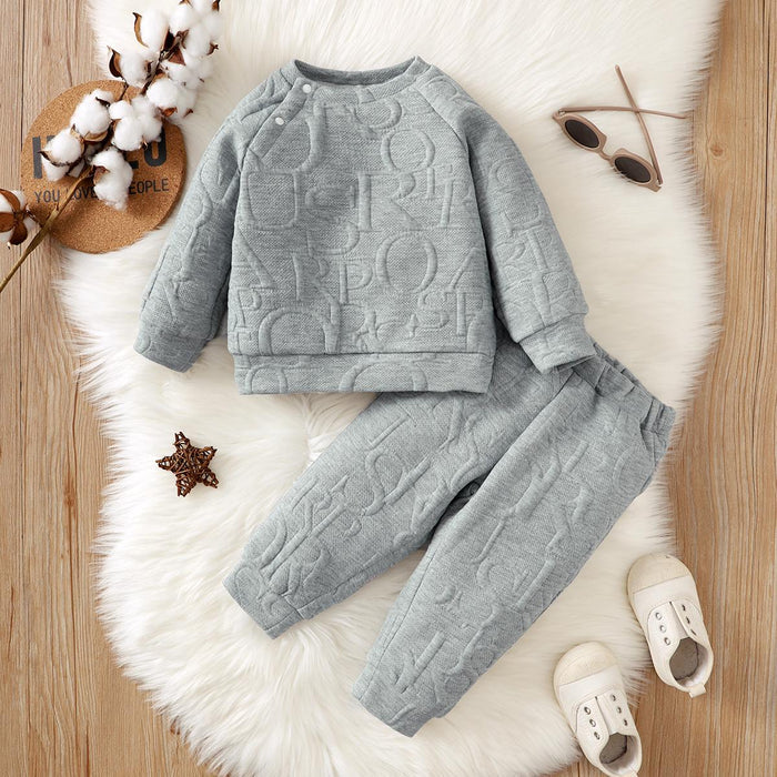 6M-3Y Kid fashion Clothes Boy Gray Long Sleeve Pants 2PCS Catpapa 112205453