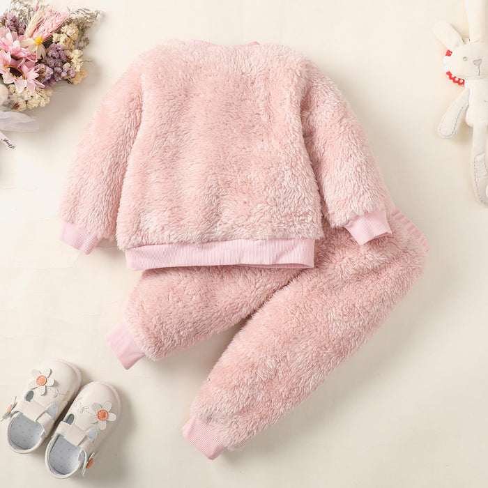 6M-3Y  Kids Fashion Ready Stock Girls Clothes Outfits Rabbit Fluffy Tops Elastic Pants 2Pcs Outfits Pink Catpapa  WS112209601