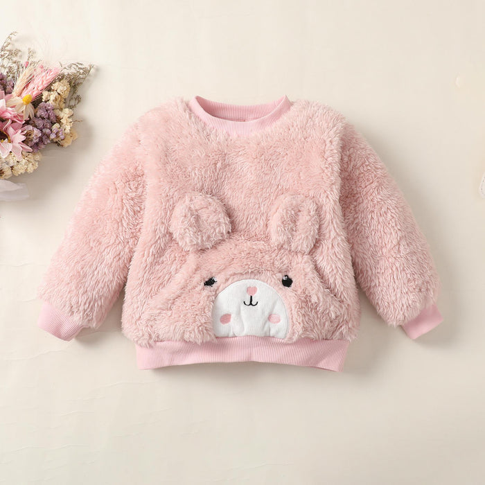 6M-3Y  Kids Fashion Ready Stock Girls Clothes Outfits Rabbit Fluffy Tops Elastic Pants 2Pcs Outfits Pink Catpapa  WS112209601
