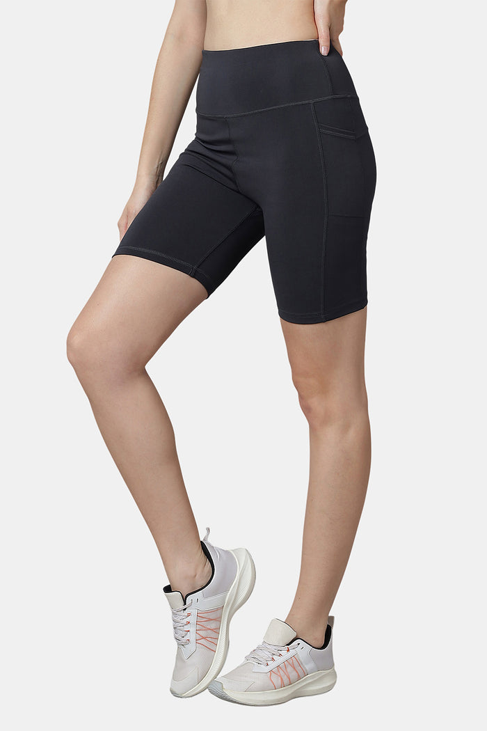 Active 003 Women’s High-Waist Gym Shorts with Pockets | Stretch Fit Above-Knee Workout Shorts