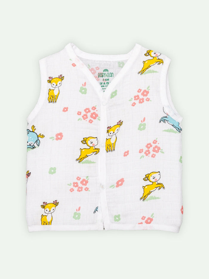 Babyclan Muslin Front Open Jabla Top & Shorts Set - Deer